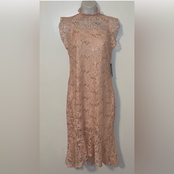 NWT Alex B beautiful elegant lace sequins dress pink size 8 - Picture 1 of 10
